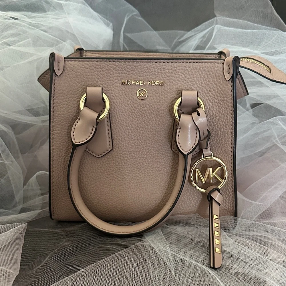 Michael Kors Taupe Satchel with Gold Accents - Picture 1 of 5